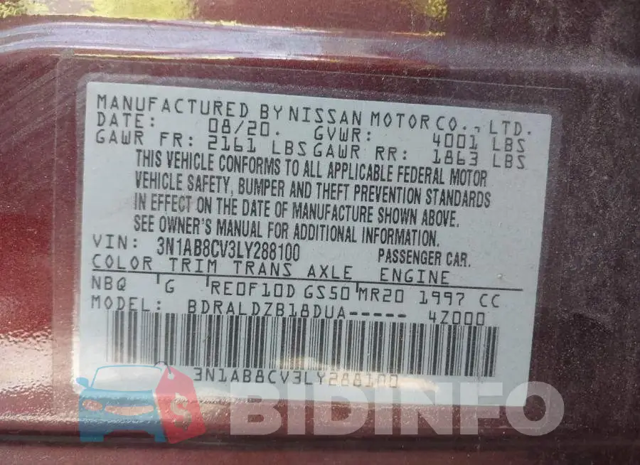 3N1AB8CV3LY288100 Photo# 9