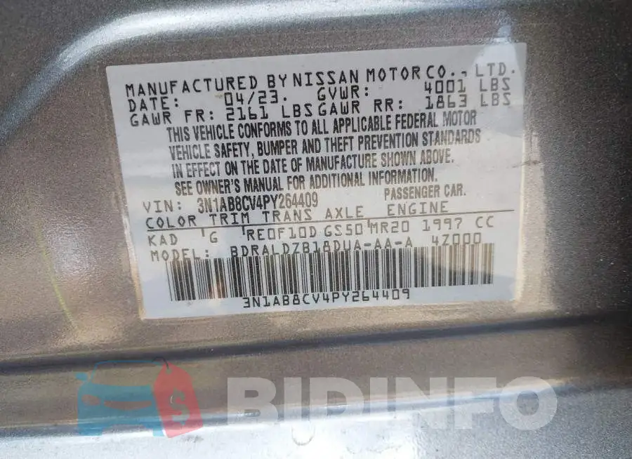 3N1AB8CV4PY264409 Photo# 9