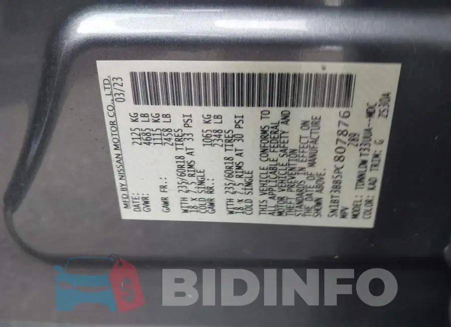 5N1BT3BB5PC807876 Photo# 9