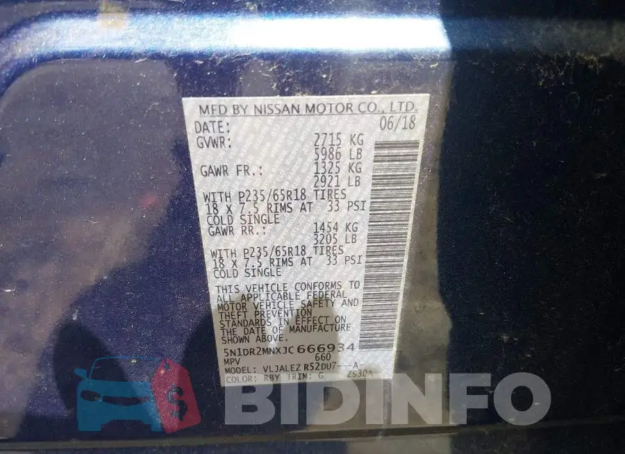 5N1DR2MNXJC666934 Photo# 9