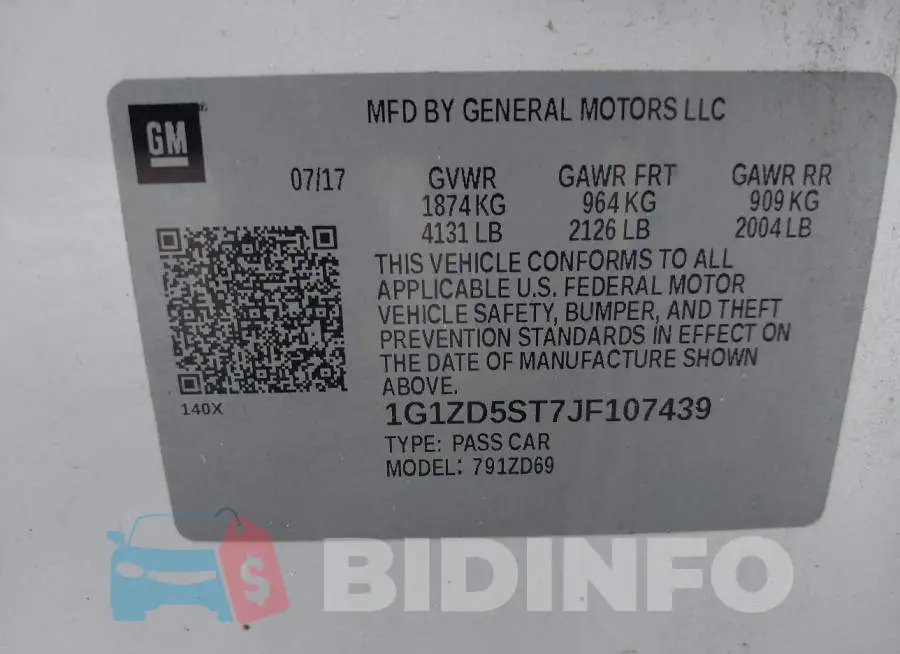 1G1ZD5ST7JF107439 Photo# 9