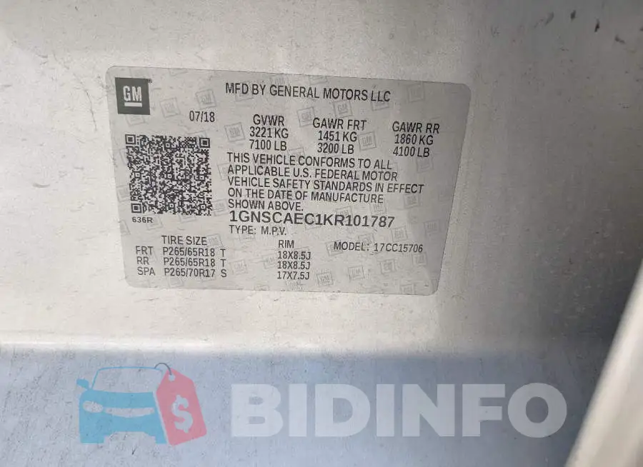 1GNSCAEC1KR101787 Photo# 9
