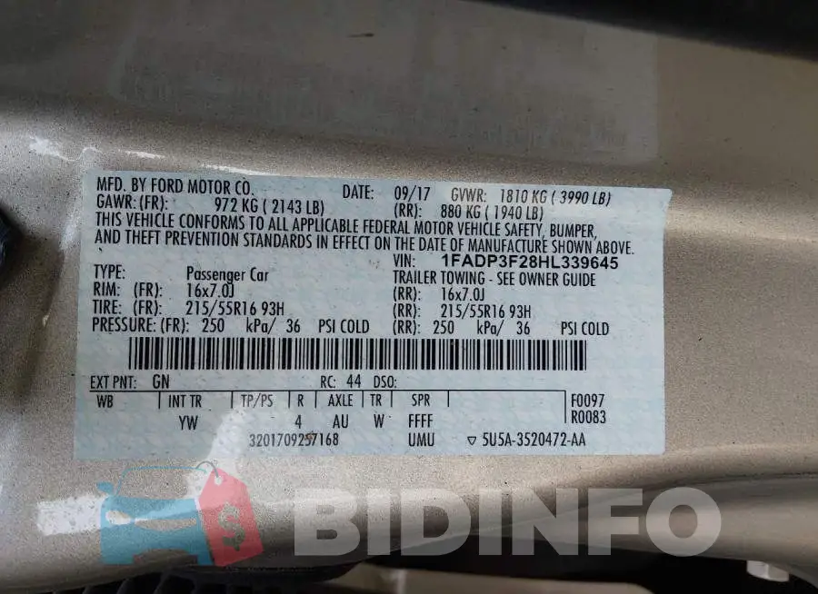 1FADP3F28HL339645 Photo# 9