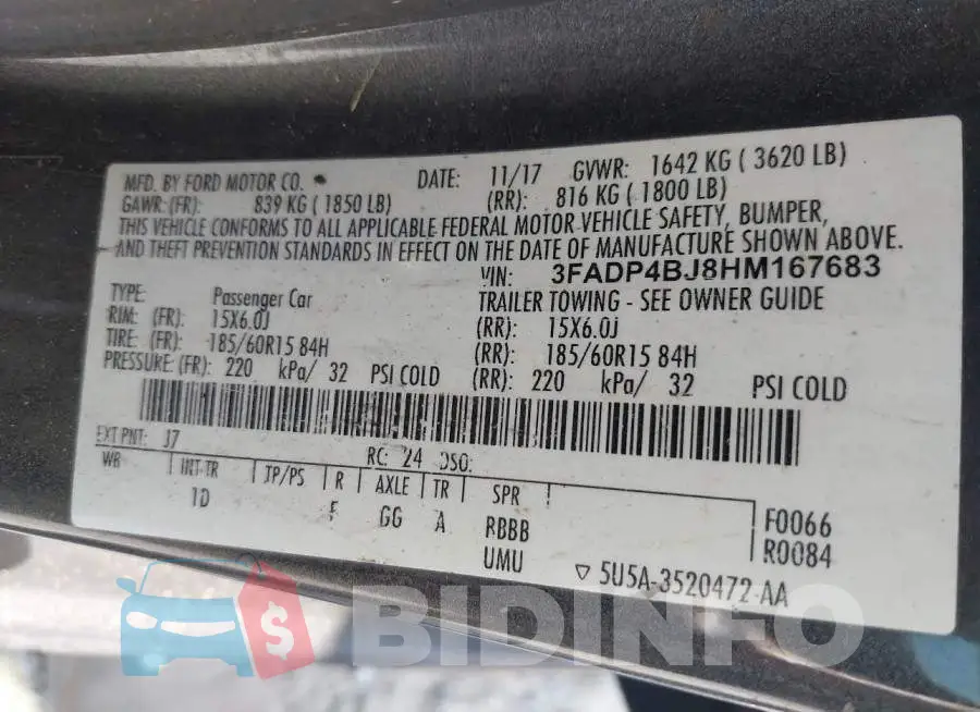 3FADP4BJ8HM167683 Photo# 9