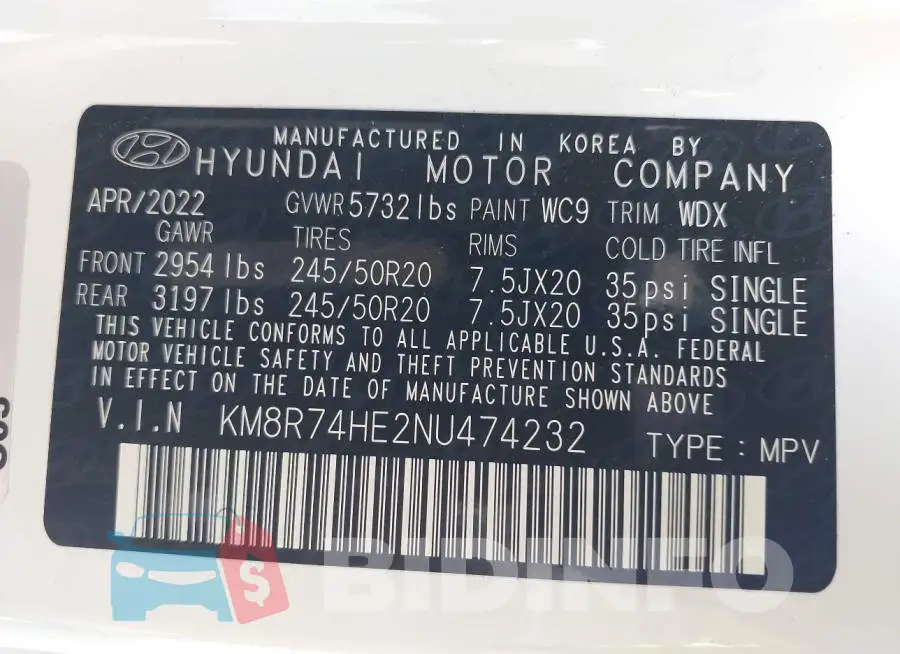 KM8R74HE2NU474232 Photo# 9