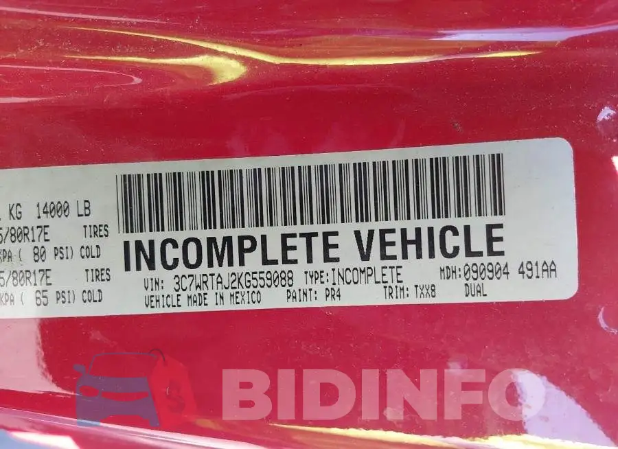 3C7WRTAJ2KG559088 Photo# 9
