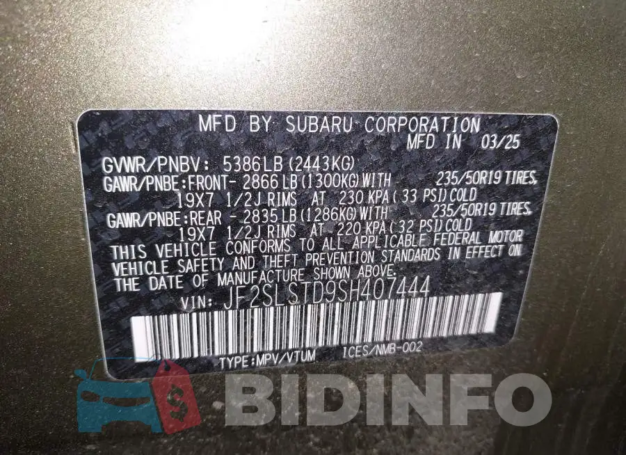 JF2SLSTD9SH407444 Photo# 9