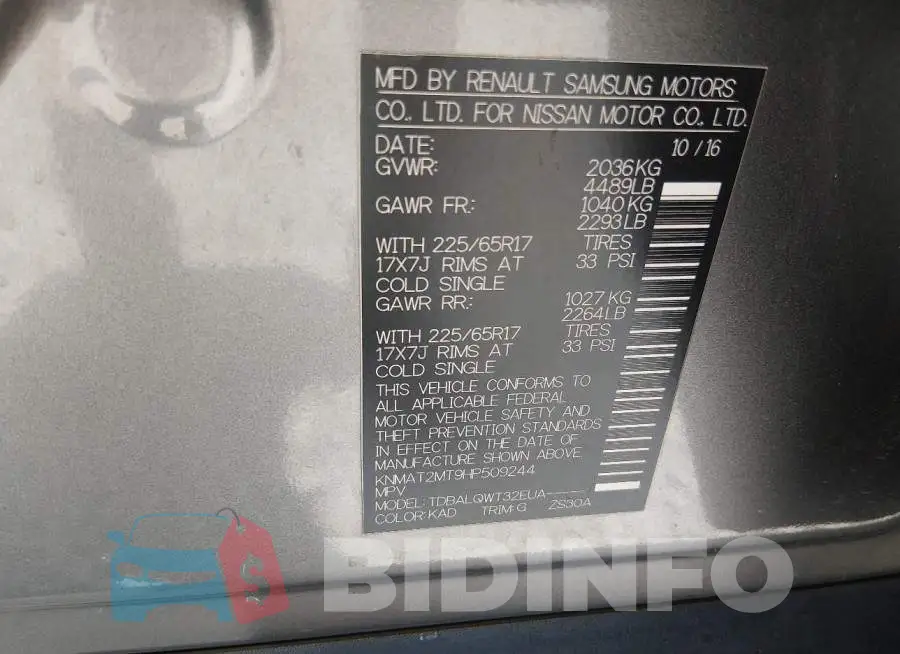 KNMAT2MT9HP509244 Photo# 9
