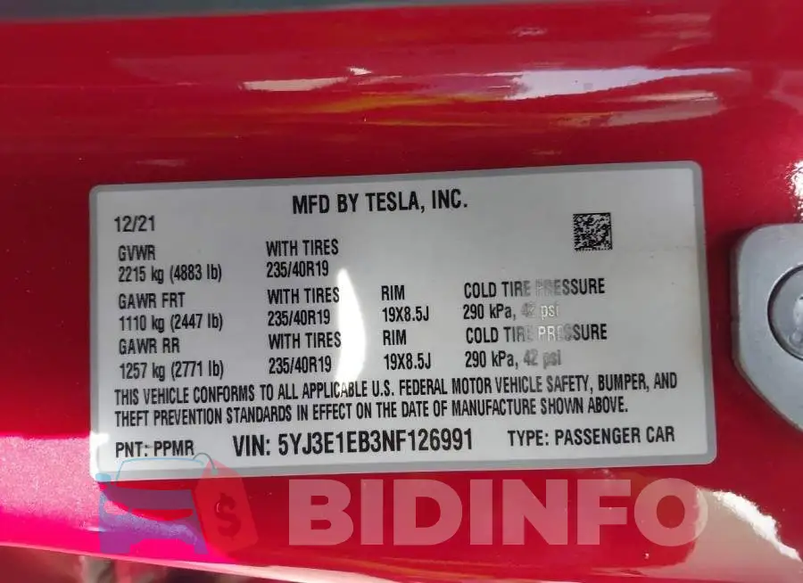 5YJ3E1EB3NF126991 Photo# 9