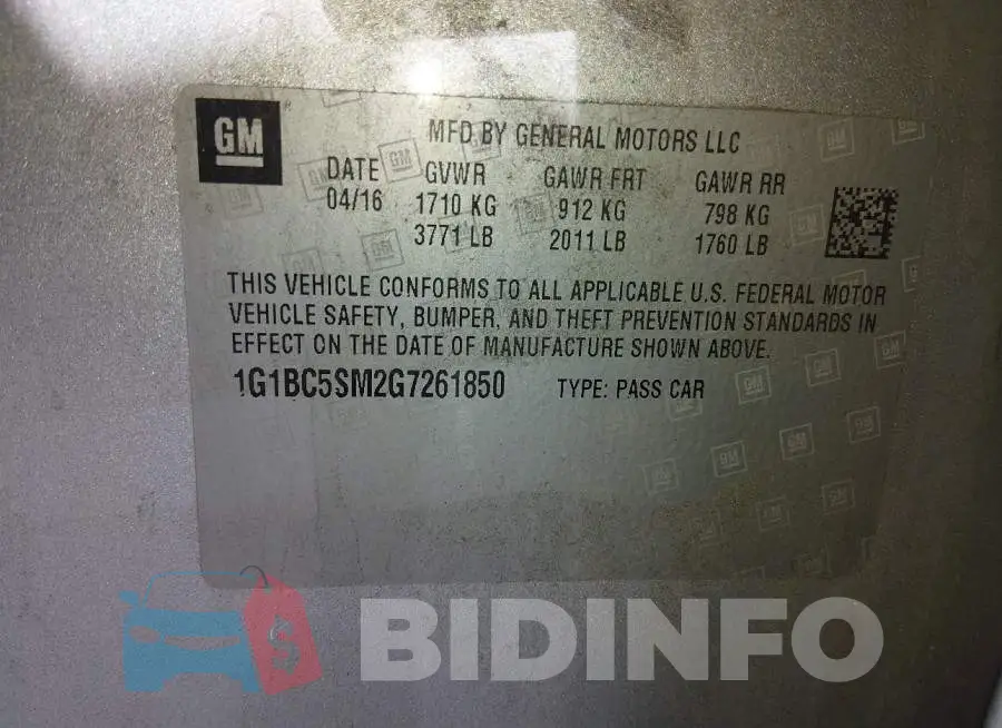 1G1BC5SM2G7261850 Photo# 9
