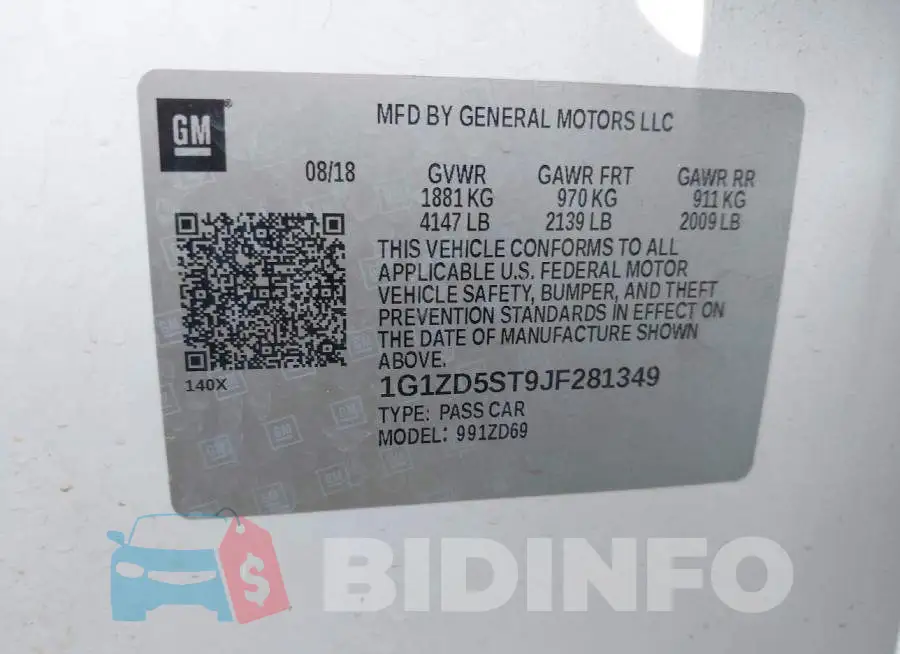 1G1ZD5ST9JF281349 Photo# 9