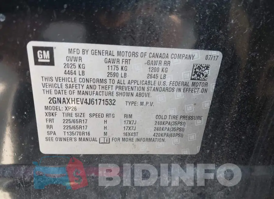 2GNAXHEV4J6171532 Photo# 9