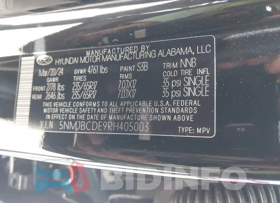 5NMJBCDE9RH405003 Photo# 9