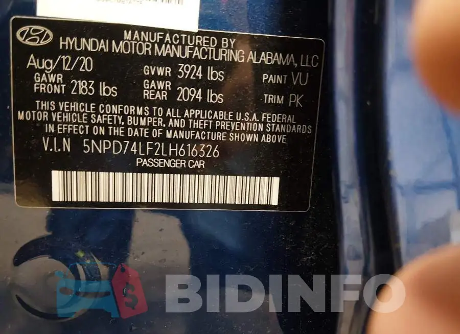 5NPD74LF2LH616326 Photo# 9
