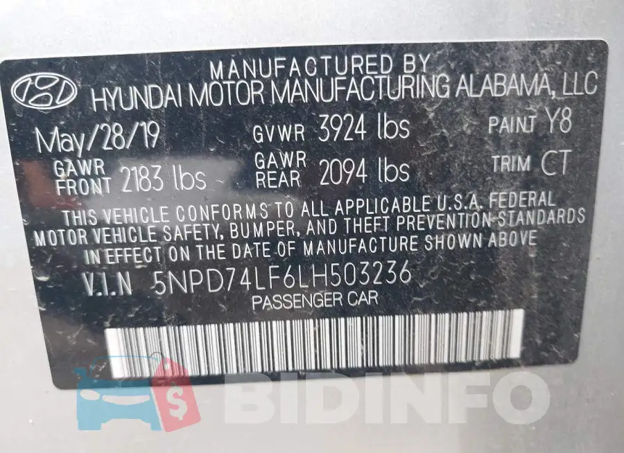 5NPD74LF6LH503236 Photo# 9