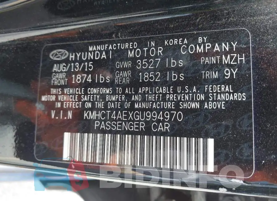 KMHCT4AEXGU994970 Photo# 9