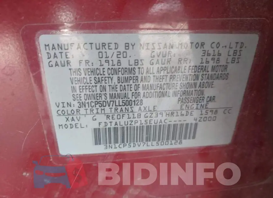 3N1CP5DV7LL500128 Photo# 9