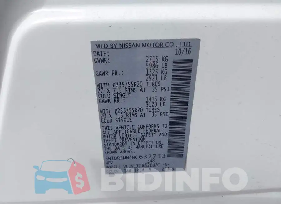 5N1DR2MM4HC632733 Photo# 9