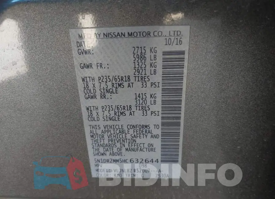 5N1DR2MM5HC632644 Photo# 9