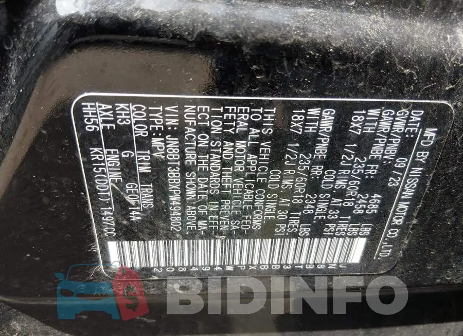 JN8BT3BBXPW494802 Photo# 9