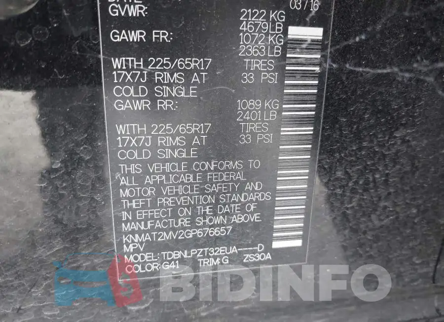 KNMAT2MV2GP676657 Photo# 9