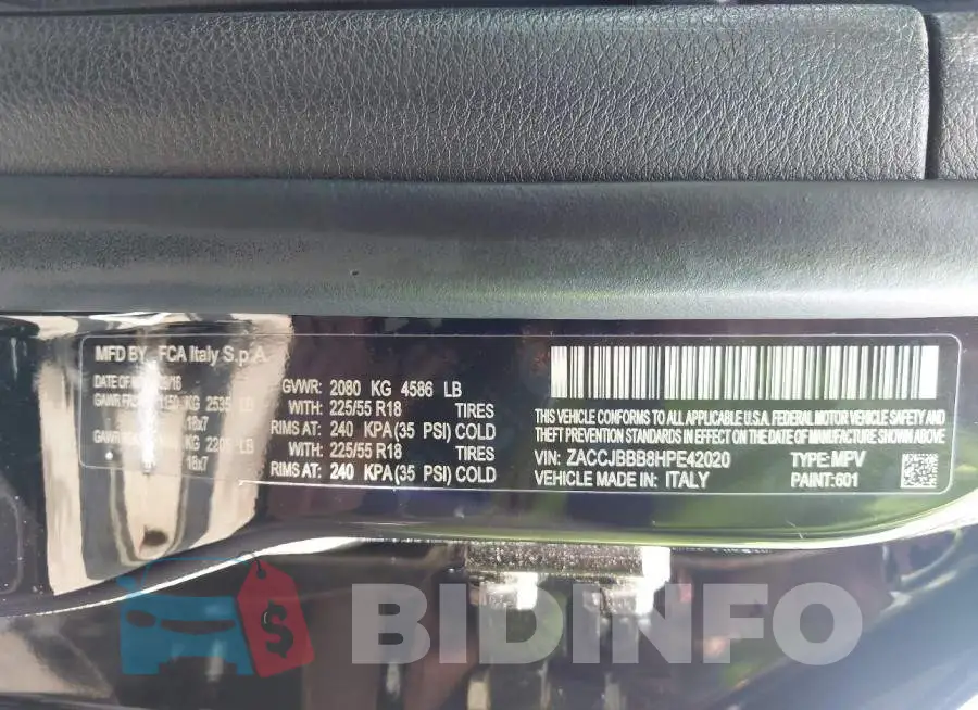 ZACCJBBB8HPE42020 Photo# 9