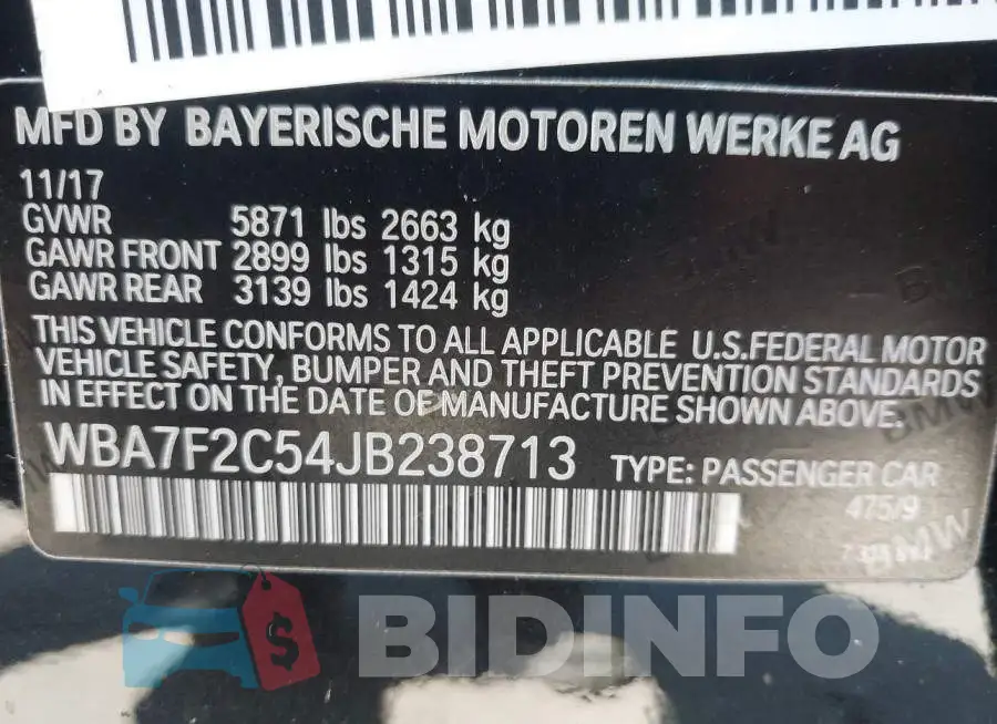 WBA7F2C54JB238713 Photo# 9
