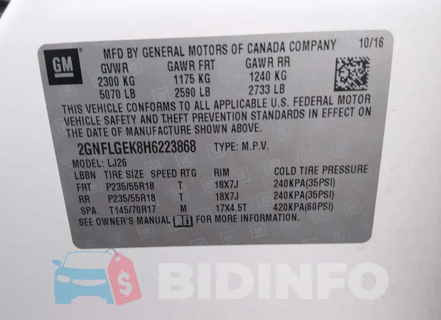 2GNFLGEK8H6223868 Photo# 9