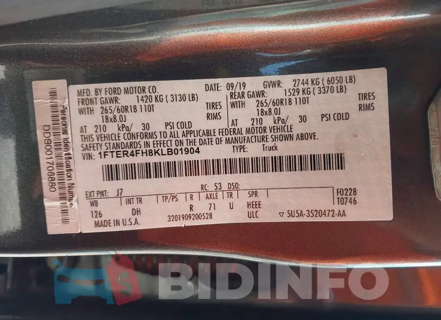 1FTER4FH8KLB01904 Photo# 9