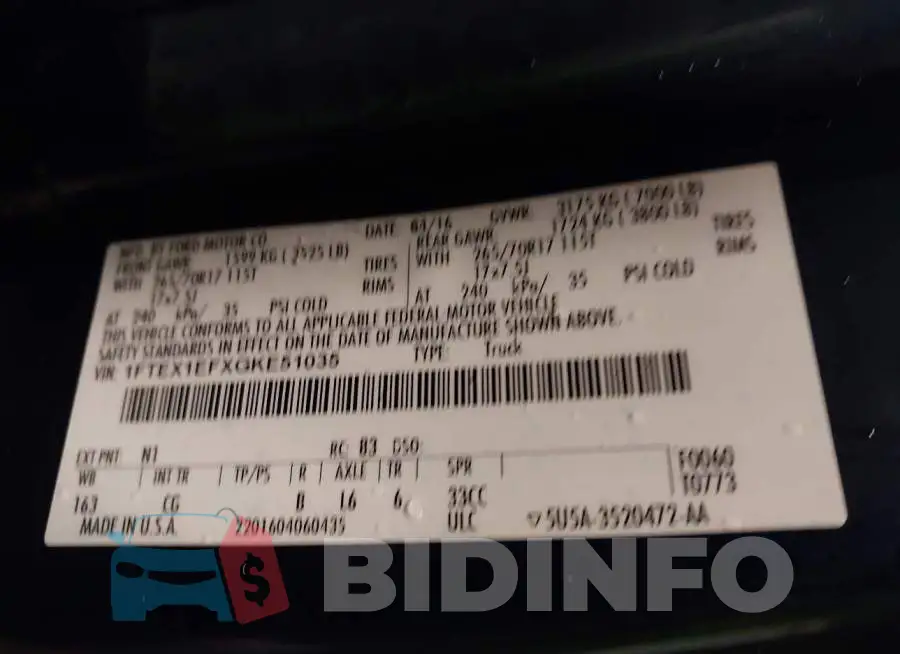1FTEX1EFXGKE51035 Photo# 9