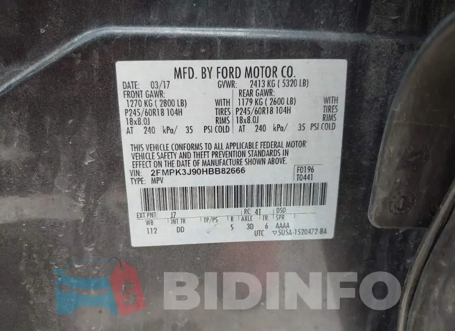 2FMPK3J90HBB82666 Photo# 9