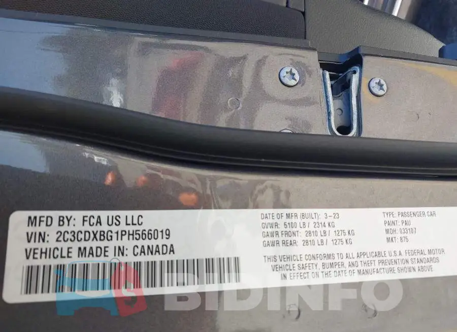 2C3CDXBG1PH566019 Photo# 9