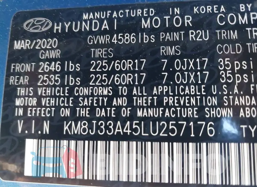 KM8J33A45LU257176 Photo# 9
