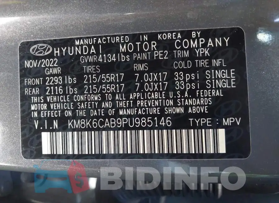 KM8K6CAB9PU985146 Photo# 9