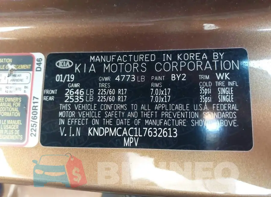 KNDPMCAC1L7632613 Photo# 9