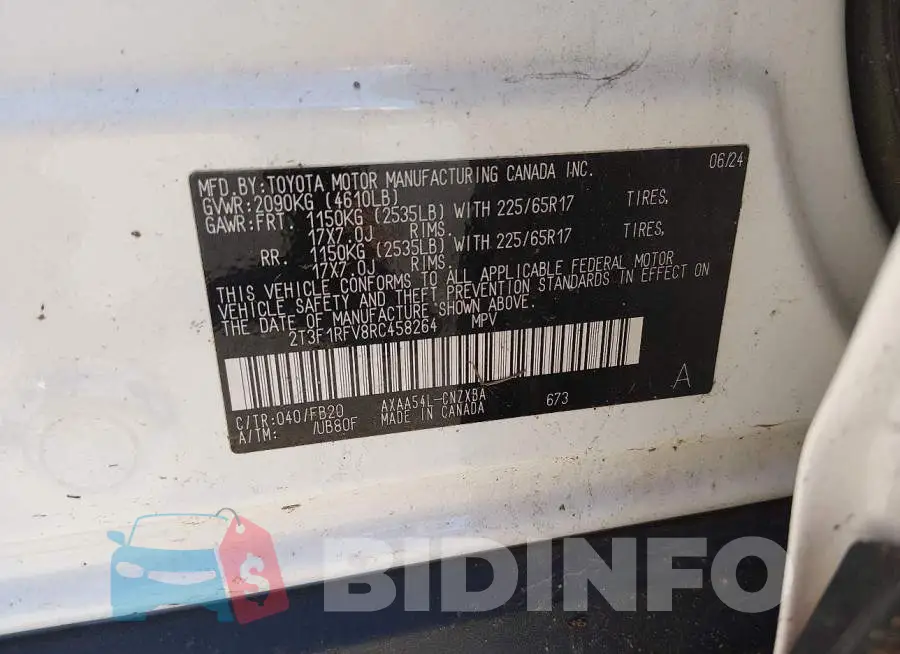 2T3F1RFV8RC458264 Photo# 9