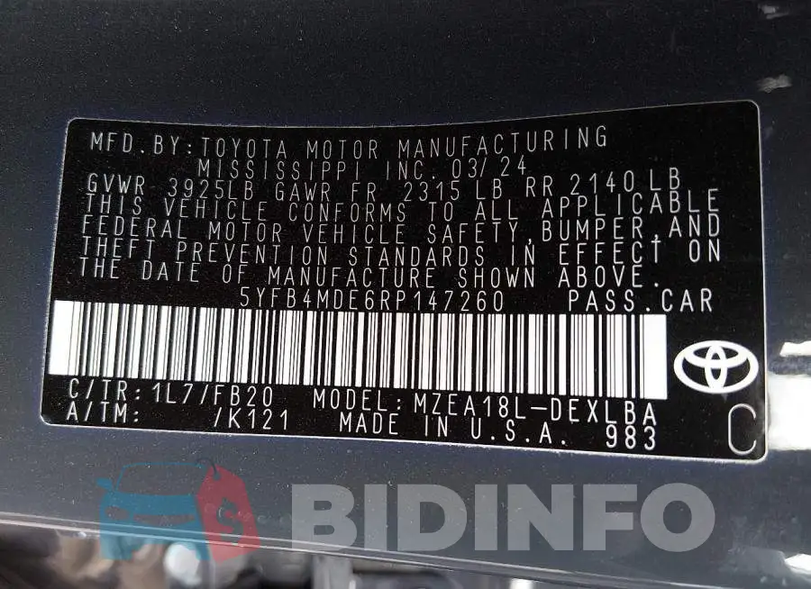 5YFB4MDE6RP147260 Photo# 9