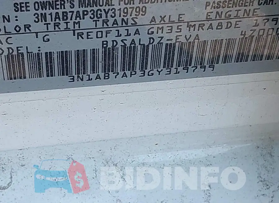 3N1AB7AP3GY319799 Photo# 9