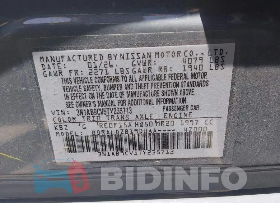 3N1AB9CV5TY235713 Photo# 9