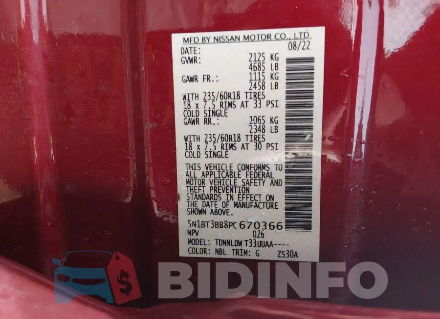 5N1BT3BB8PC670366 Photo# 9