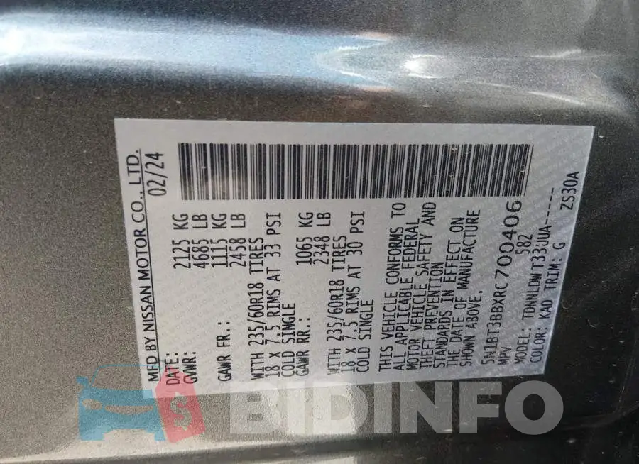 5N1BT3BBXRC700406 Photo# 9