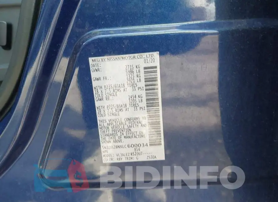 5N1DR2BNXLC600034 Photo# 9