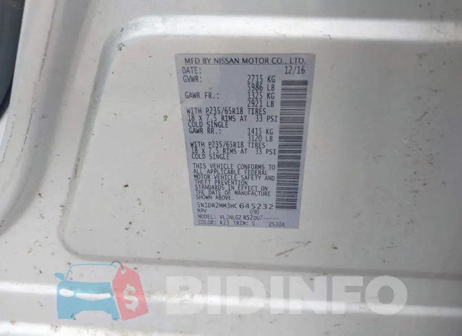 5N1DR2MM3HC645232 Photo# 9