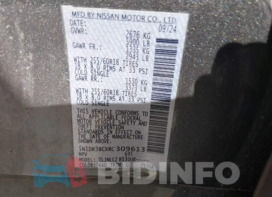 5N1DR3BCXRC309613 Photo# 9