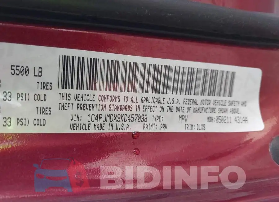 1C4PJMDX9KD457038 Photo# 9