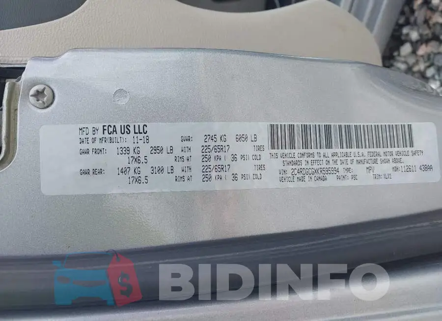 2C4RDGCGXKR595994 Photo# 9