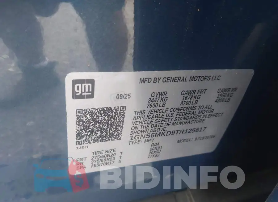 1GNS6MKD9TR125617 Photo# 9