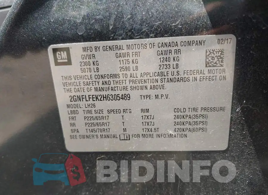2GNFLFEK2H6305489 Photo# 9