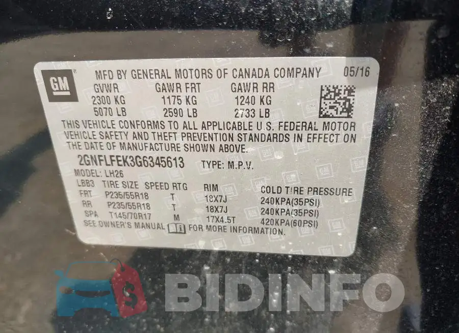2GNFLFEK3G6345613 Photo# 9