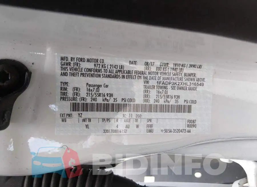 1FADP3K2XHL316549 Photo# 9